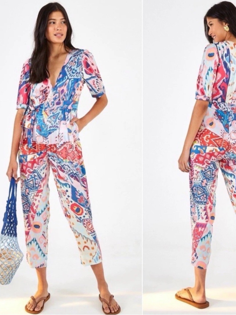 Farm Rio Ikat Jumpsuit Multicolor Size XS